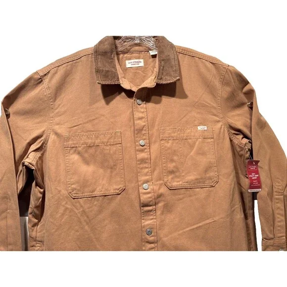 Levi Strauss Utility Shirt Jacket Canvas Snap Up Signature Collection Tan XL NWT - Picture 15 of 16